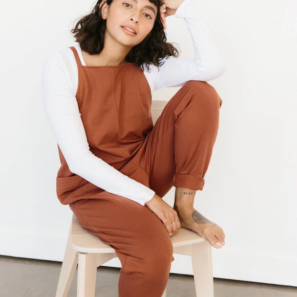 Storq Anytime Overalls Maternity size 3 medium in cinnamon - Picture 2 of 7